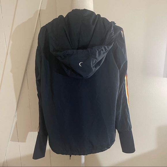 Zyia Navy rainbow Stripe Windbreaker Jacket Medium - Picture 4 of 7